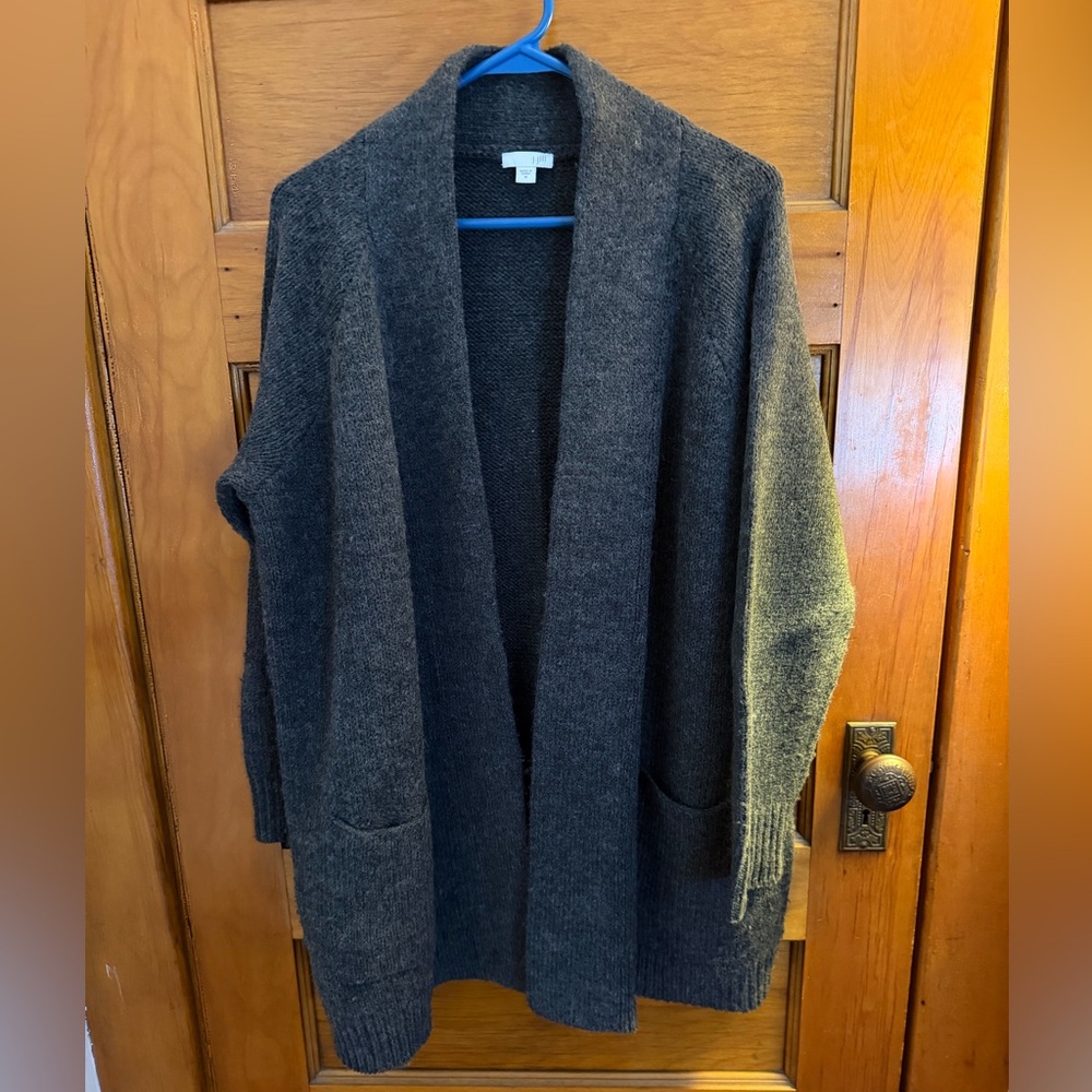 J. Jill Cozy Gray Open Front Cardigan